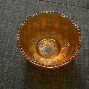 Amber Carnival Glass Decorative Bowl - Amber